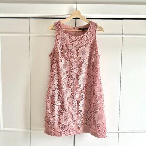 Pink Floral Lace A-line Dress